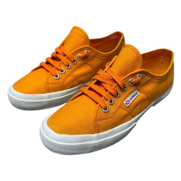 SUPERGA COTU Classic Designer Casual Summer Orange Sneakers Shoes Womens 9.5 - Picture 5 of 8